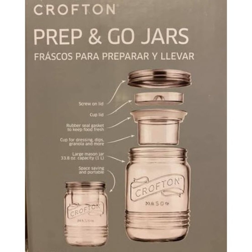 ALDI Original Crofton Glass Prep & Go Mason Jar Salad Kit - Used Like New - Picture 2 of 5